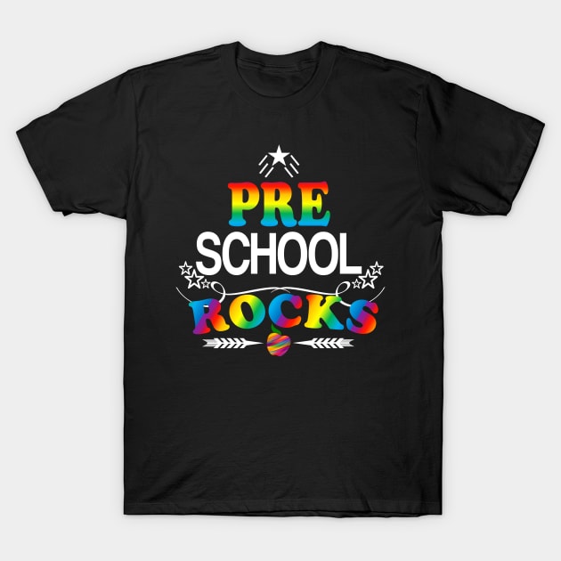 Preschool Cute Rainbow Rocks Teacher Student Back To School T-Shirt by Kimmicsts